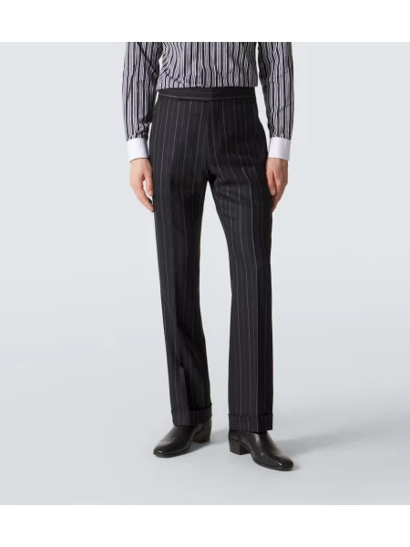 Pantaloni Tom Ford de lână cu dungi negru