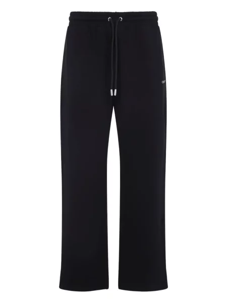 Pantaloni Off-white cu broderie alb