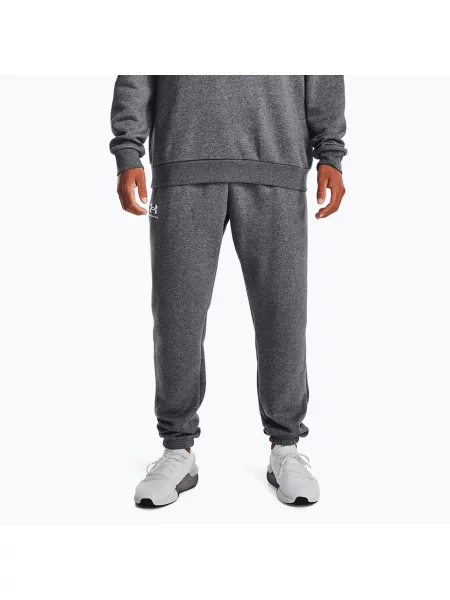 Sportovní kalhoty Under Armour Essential Fleece Joggers pitch gray medium heather/white bílé