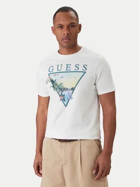 Guess Tricou Reglan Fit alb
