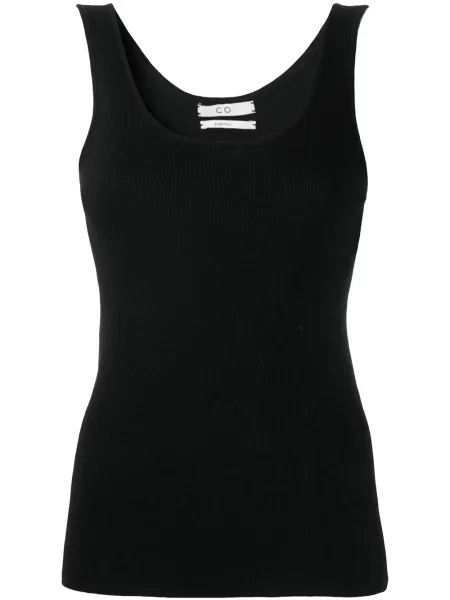 Megzta marškinėliai be rankovių Co juoda