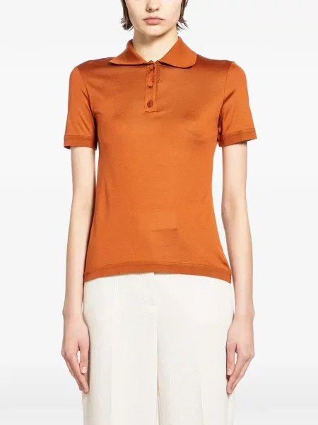 Polo Max Mara de mătase scurt portocaliu