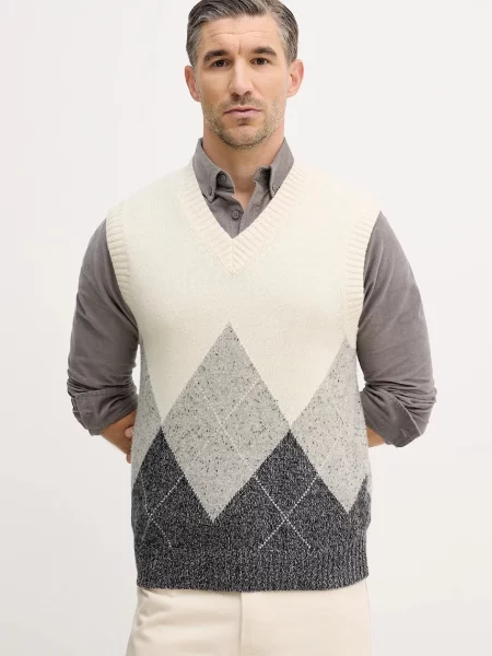 United Colors of Benetton kamizelka z dodatkiem wełny beżowy