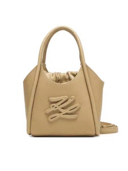 Geanta crossbody Karl Lagerfeld cu autograf bej
