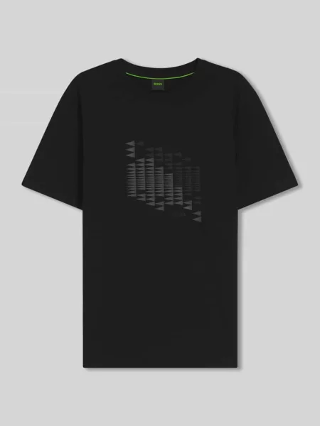 T-shirt o kroju relaxed fit z mieszanki bawełny model TS_NETWORK FLAG' Boss Green czarna