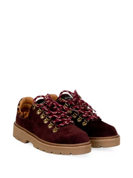 Pantofi Stokton de catifea cu imagine cu model leopard roșu
