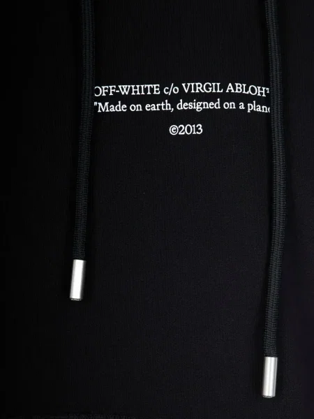 Hanorac cu glugă Off-white cu imagine alb
