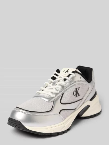 Buty Calvin Klein Hike Runner Laceup Mesh Mix silver/black/marshmallow srebrne