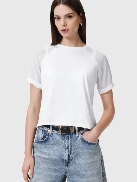 Блуза AllSaints ANNIE с изчистен дизайн бяло