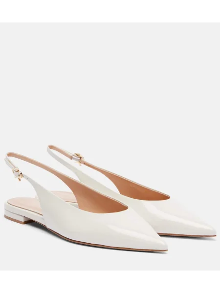Balerini Gianvito Rossi din piele de lac slingback alb