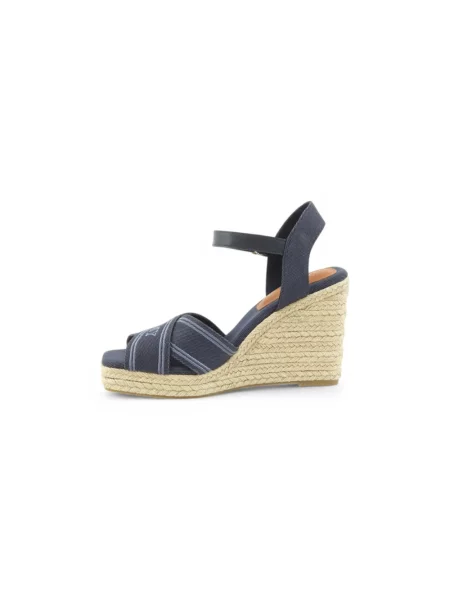 Espadryle Tommy Hilfiger skórzane na koturnie niebieskie