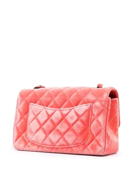Sametová klasická kabelka Chanel Pre-owned růžová