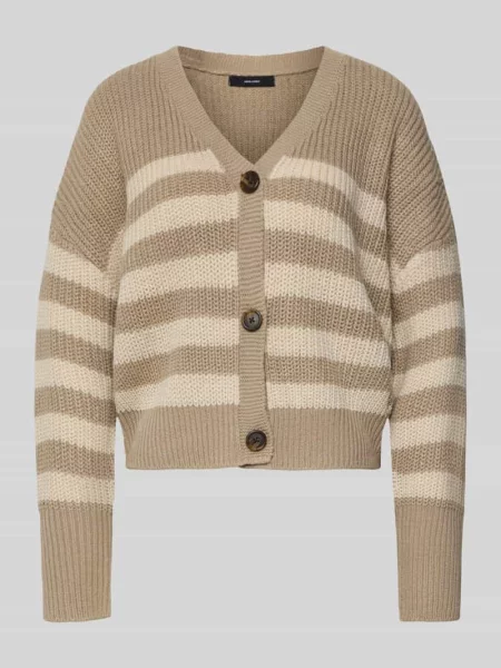 Kurtka z dzianiny o kroju relaxed fit z dekoltem w serek model ‘LEA’ Vero Moda