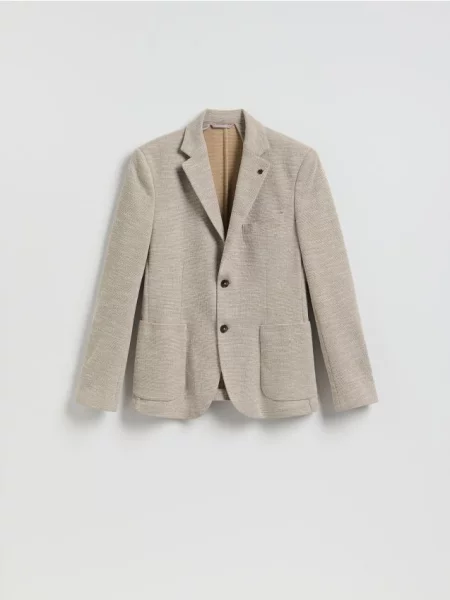 Reserved Dzianinowa marynarka slim fit beżowy
