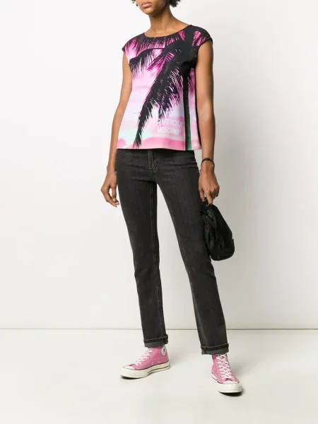 Top Boutique Moschino cu imagine roz
