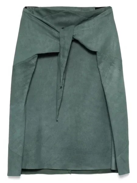 Fustă din piele Rick Owens până la genunchi verde