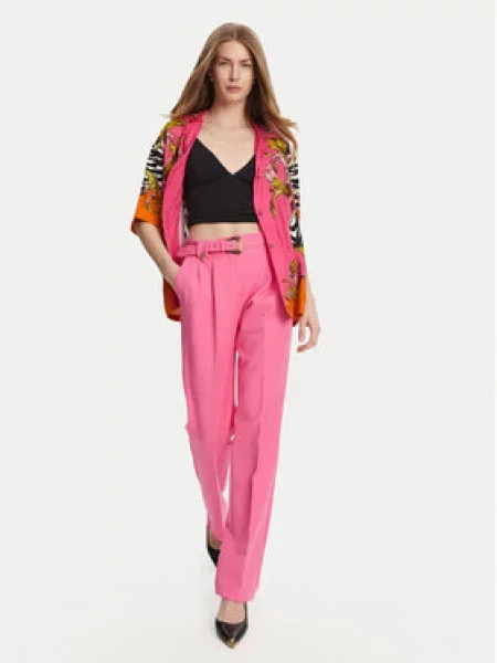 Versace Jeans Couture Kalhoty z materiálu Straight Fit růžová