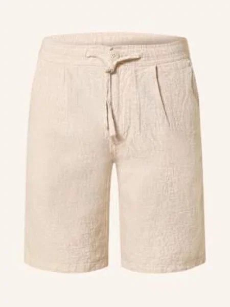 Knowledgecotton Apparel Lněné Šortky Fig Loose Fit světle šedá