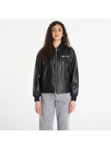 Kurtka Karl Lagerfeld Jeans Faux Leather Bomber Jacket Black S czarna