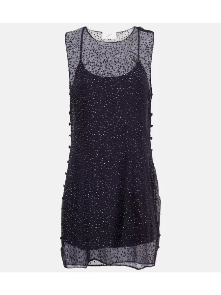 Rochie Coperni de mătase transparente albastru