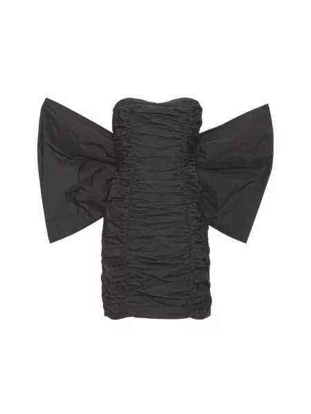 Sukienka mini Rotate Birger Christensen z kokardką plisowana garniturowa czarna