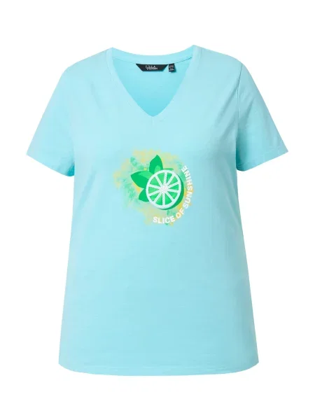 Ulla Popken Tricou albastru deschis / galben / verde alb