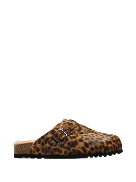 Papuci tip mules Scholl cu imagine cu model leopard maro