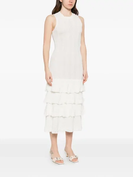 Rochie midi Twinset cu volane alb
