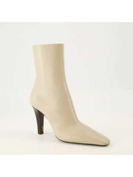 Botki Saint Laurent skórzane beżowe