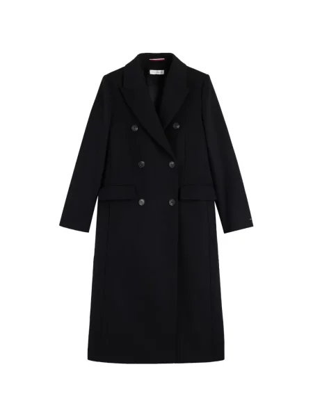 Palton Tommy Hilfiger cu două rânduri de nasturi negru