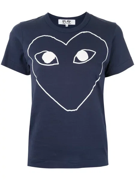 Tricou Comme Des Garcons Play cu imagine albastru