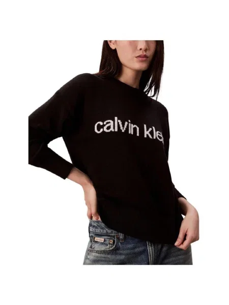 Calvin Klein Jeans Pulover / alb negru