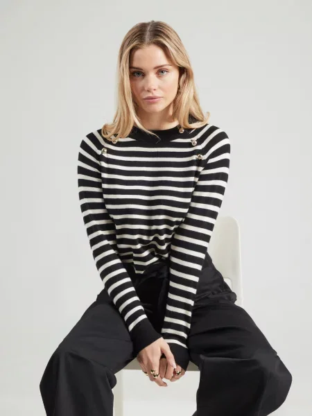 VERO MODA Pulover VMHAPPY negru alb