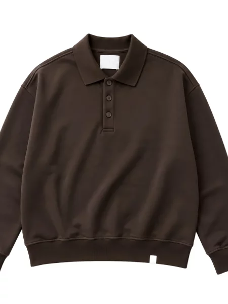 Lung tricou polo Woc maro