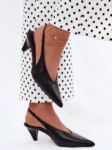 Sandale Boto din piele cu toc conic conici negru