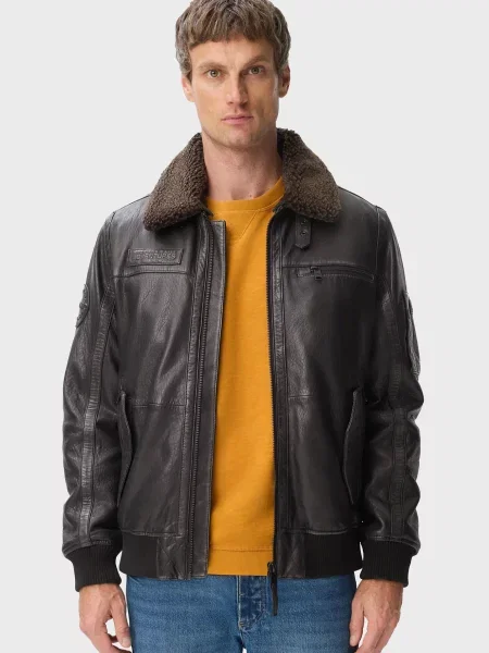 Шкіряна куртка Camel Active чорна