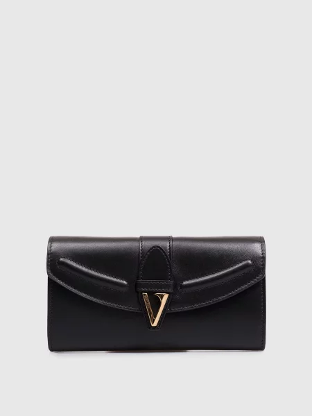Шкіряний клатч-гаманець Versace чорний