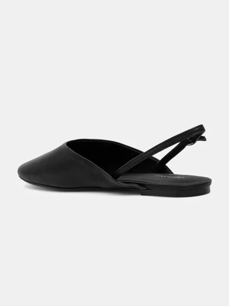 Kožené baleríny Calvin Klein OBLIQUE BALLERINA SLINGBACK LTH s odkrytou patou černá