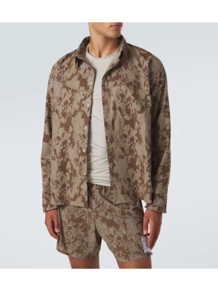 Cămașă Satisfy cu model camuflaj verde