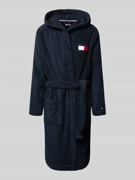 Szlafrok z czystej bawełny Tommy Hilfiger granatowy