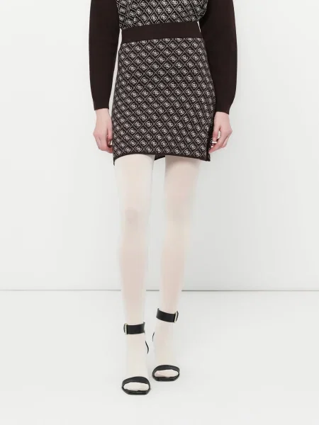 GUESS Fustă AUBREY ecru / ciocolatiu maro