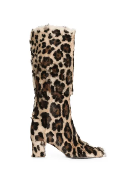 Botine Dolce & Gabbana cu imagine cu model leopard maro