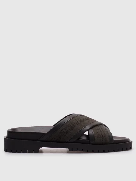 Шкіряні шльопанці Сhicago Сrisscross Off-white чорні