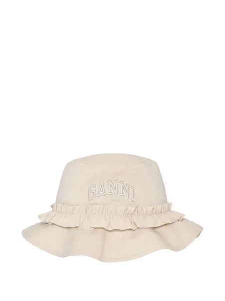 Pălărie Ganni cu broderie alb