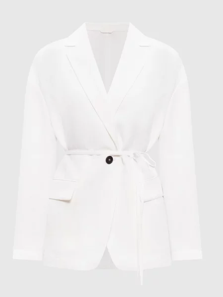 Жакет з льоном Brunello Cucinelli білий