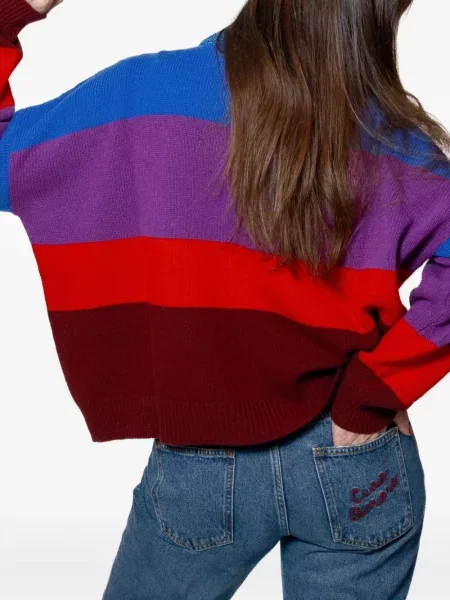 Pulover Giada Benincasa cu broderie cu dungi violet