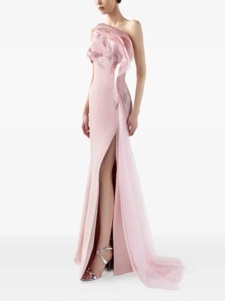 Drapiruotas suknele Gaby Charbachy su blizgučiais rožinė