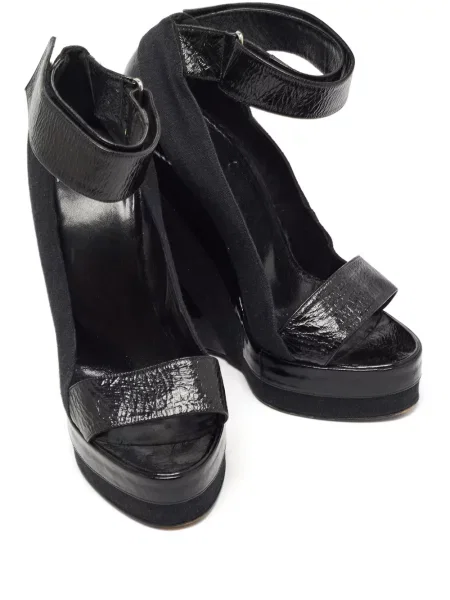 Кожени полуотворени обувки Pierre Hardy с клин ток черно