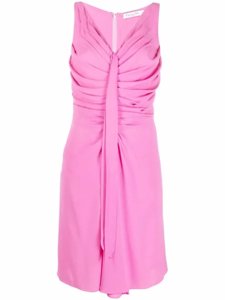 Drapované oblekové šaty bez rukávů Christian Dior Pre-owned bez rukávů růžové