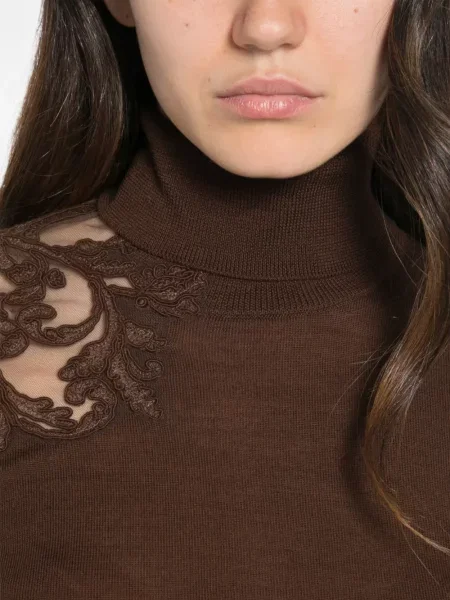 Pulover Ermanno Scervino din dantelă maro